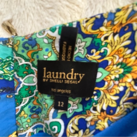 Laundry By Shelli Segal Blue and Green Paisley Mini Dress size 12 - Picture 3 of 7